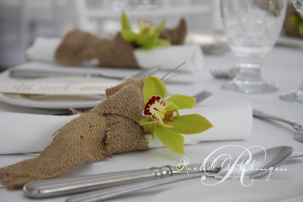 Muskoka Wedding Reception Ideas Burlap napkin accent