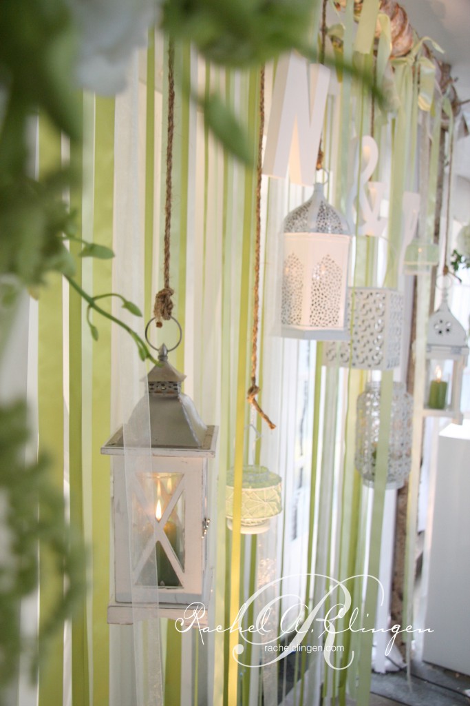 Ribbon Wedding Backdrops Muskoka Ribbons and vintage lanterns
