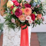 pink coral blue bridal bouquet imp