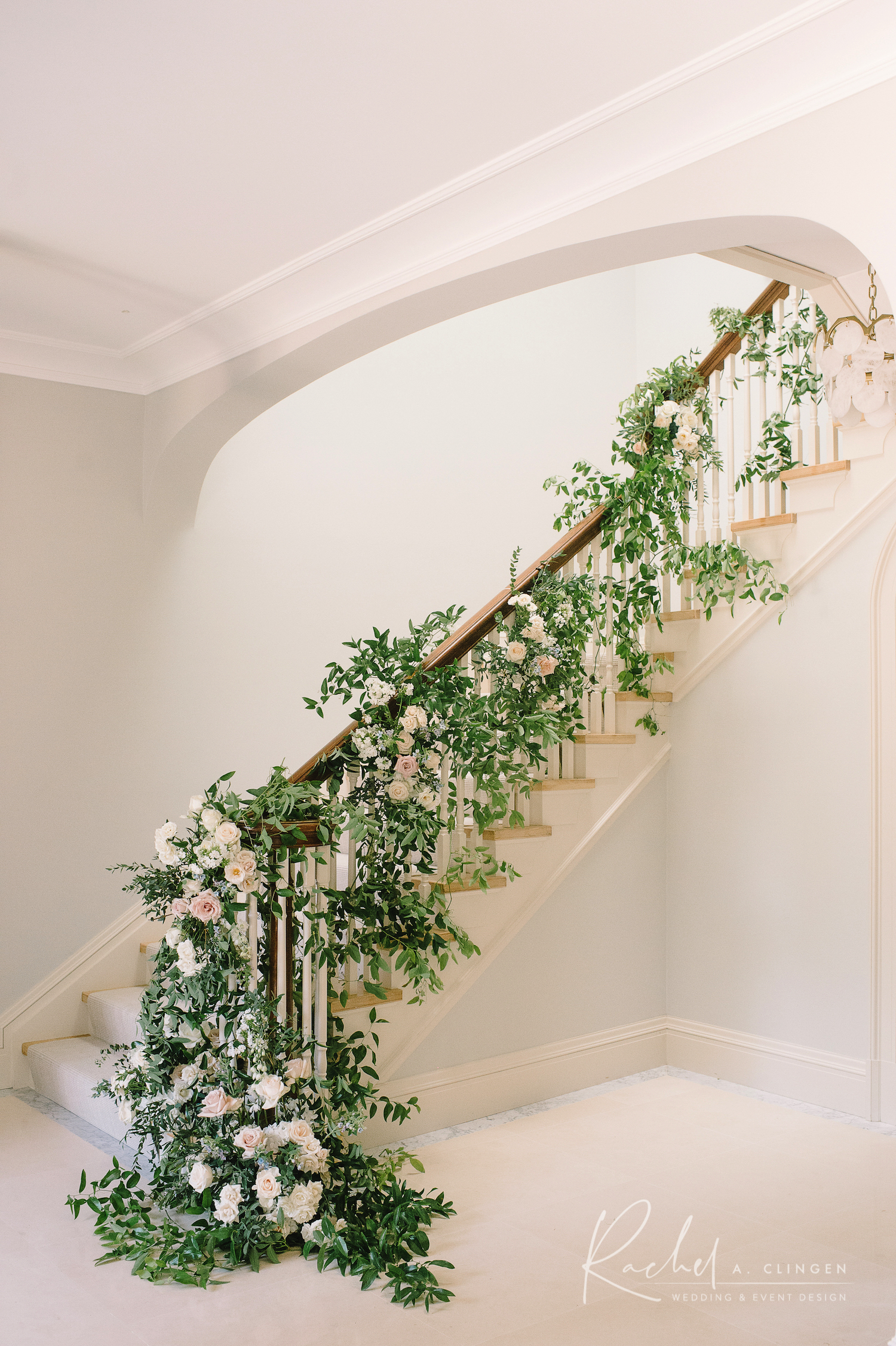 flower staircase wedding
