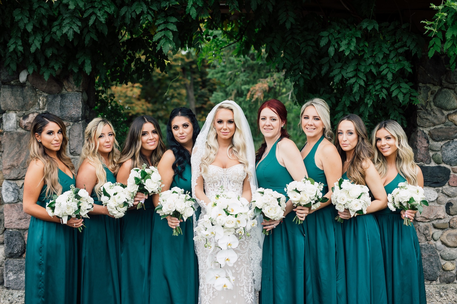 winter green bridesmaids dresses