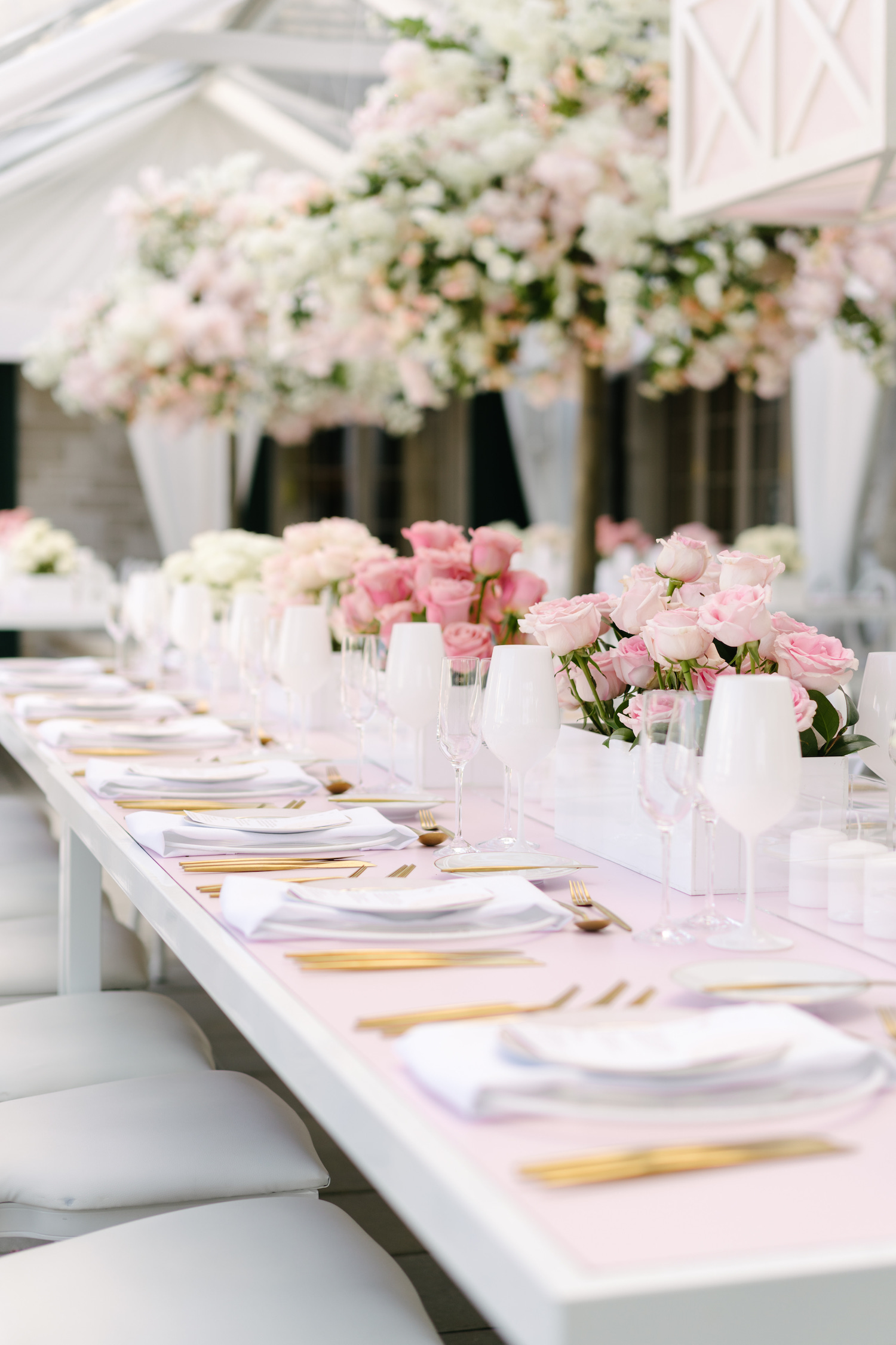 pink modern wedding decor