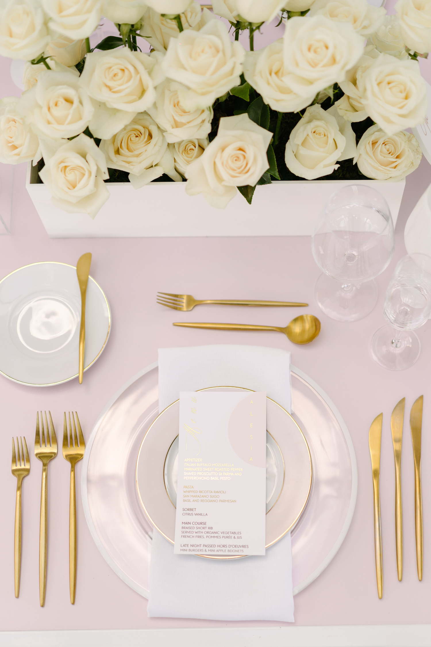 pink ombre wedding placesetting