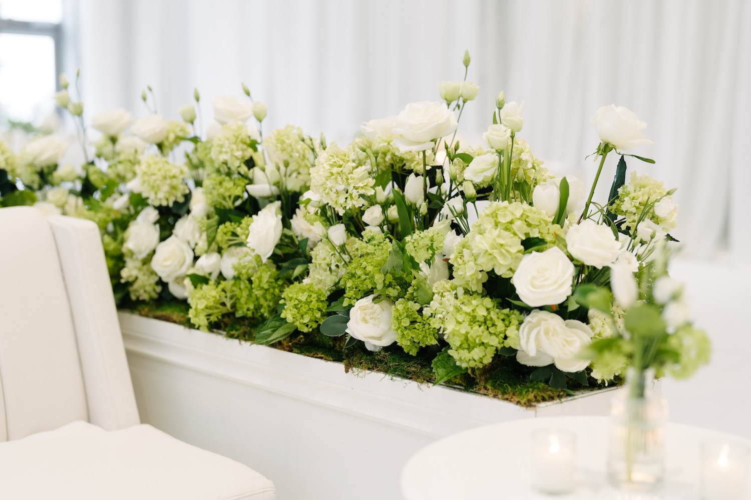 green white wedding planters