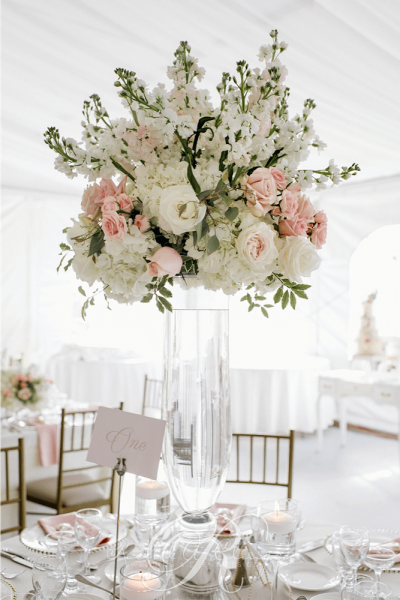 Pink and cream wedding centerpieces for luxurious Toronto tent weddings ...