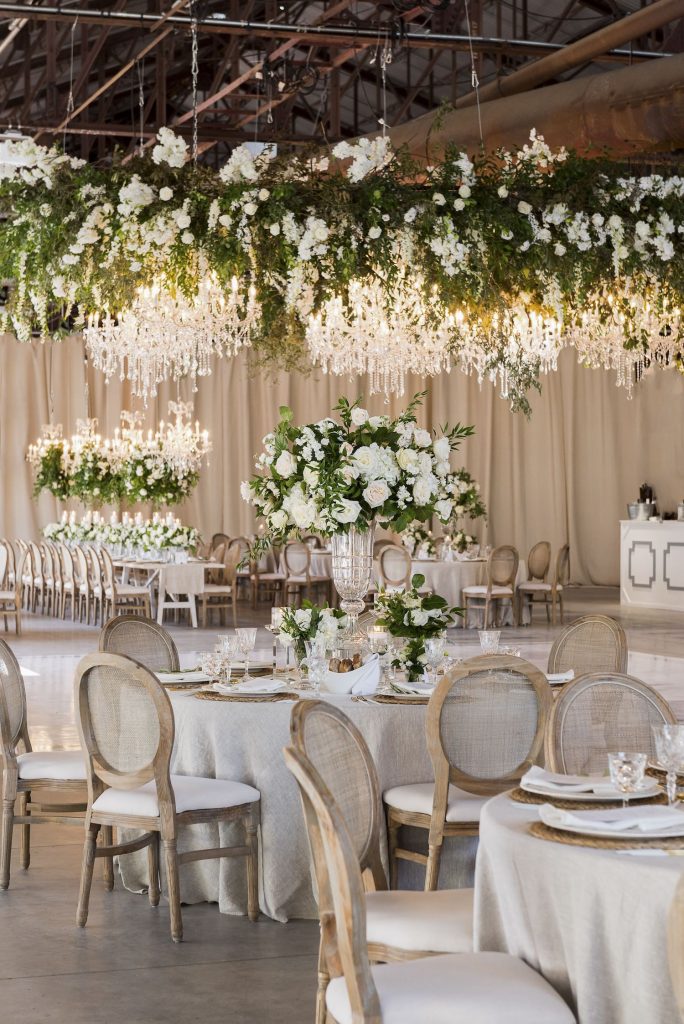 luxury wedding decor toronto hanging flowers