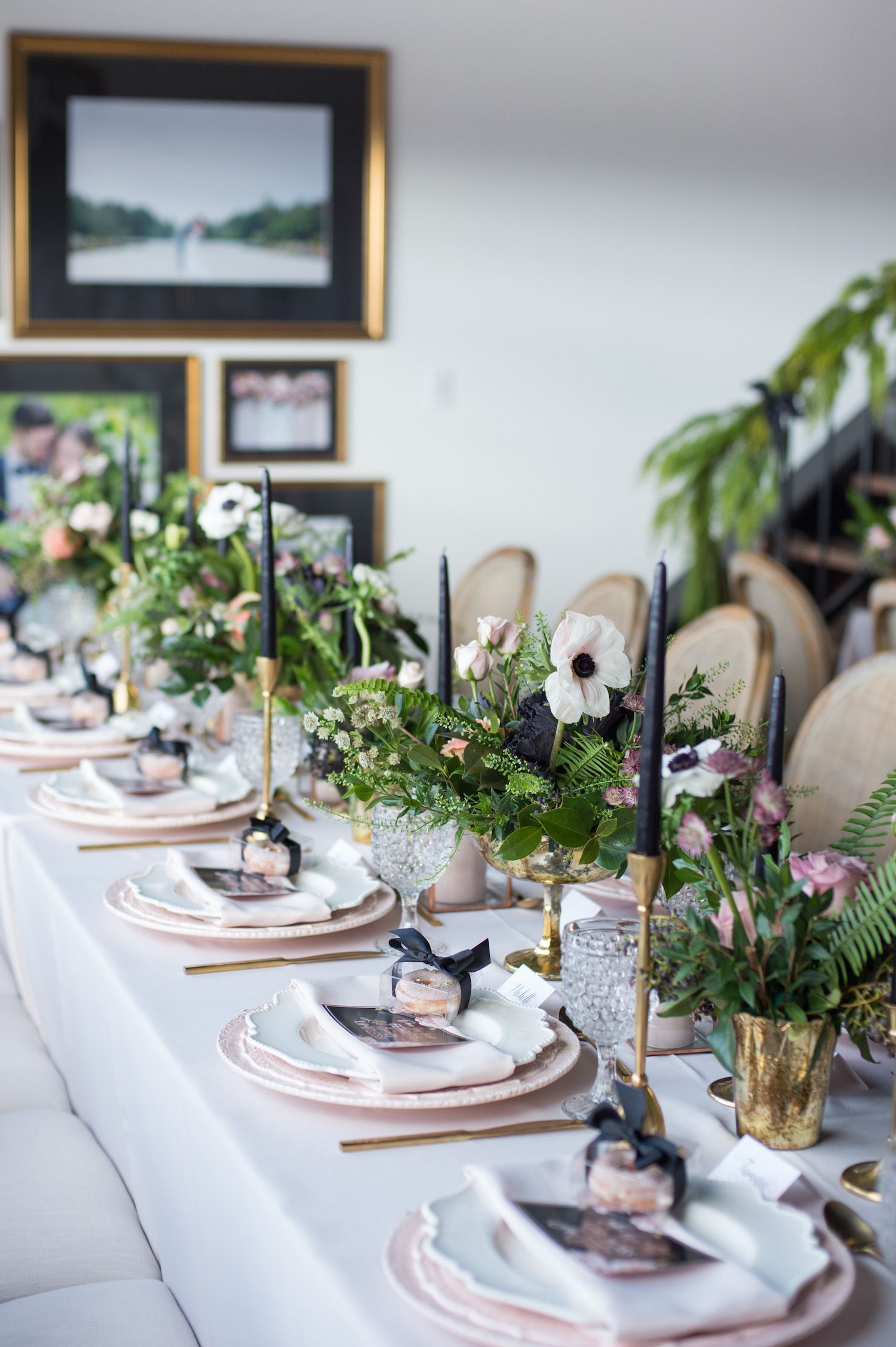mauve black corporate flowers decor toronto