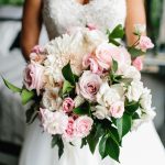 dahlia roses pink ivory bouquet imp