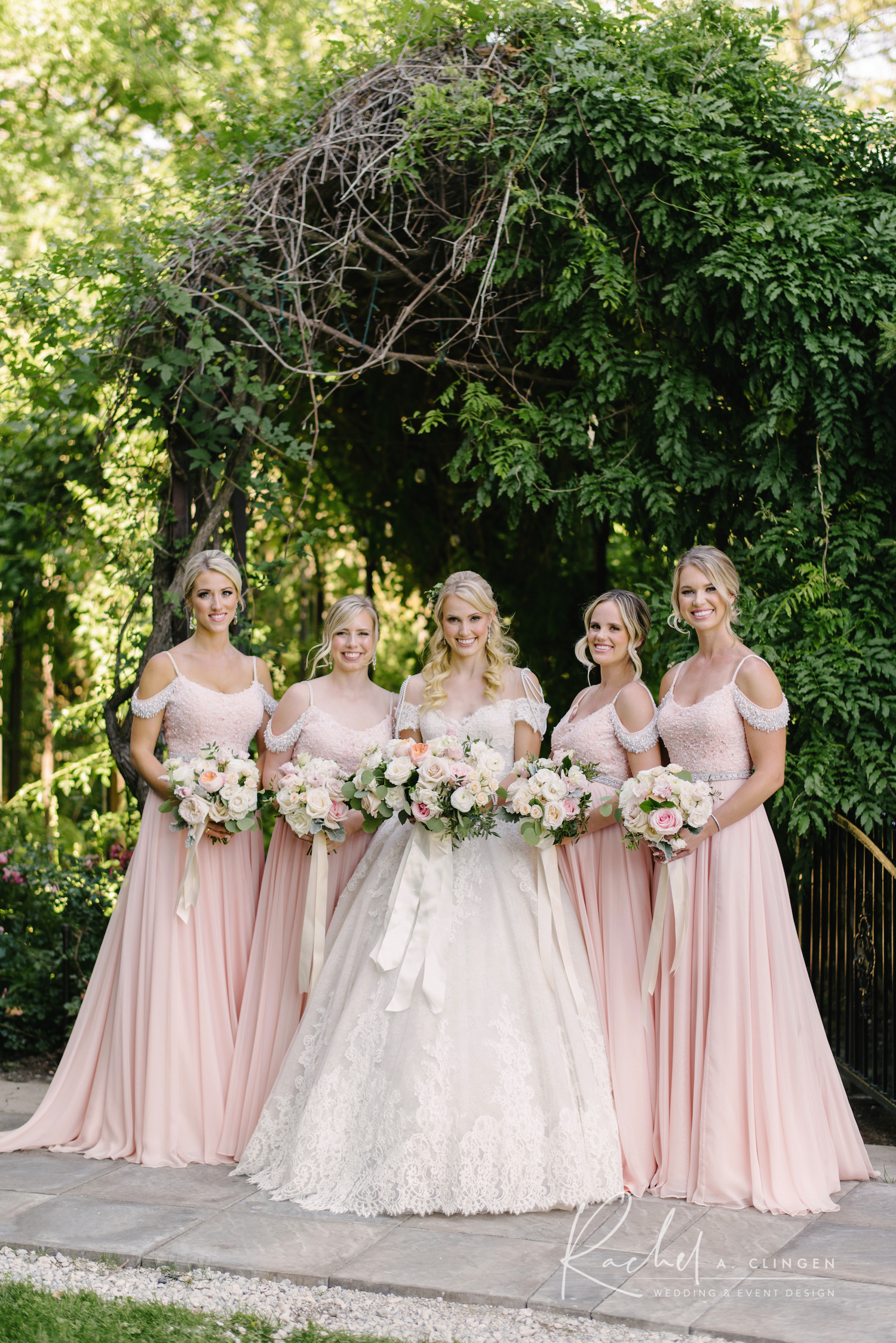 soft pink bridesmaids dresses