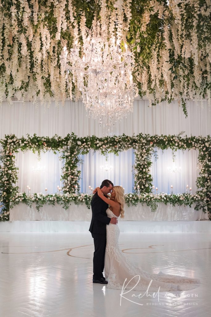 luxury wedding suspended flowers dance