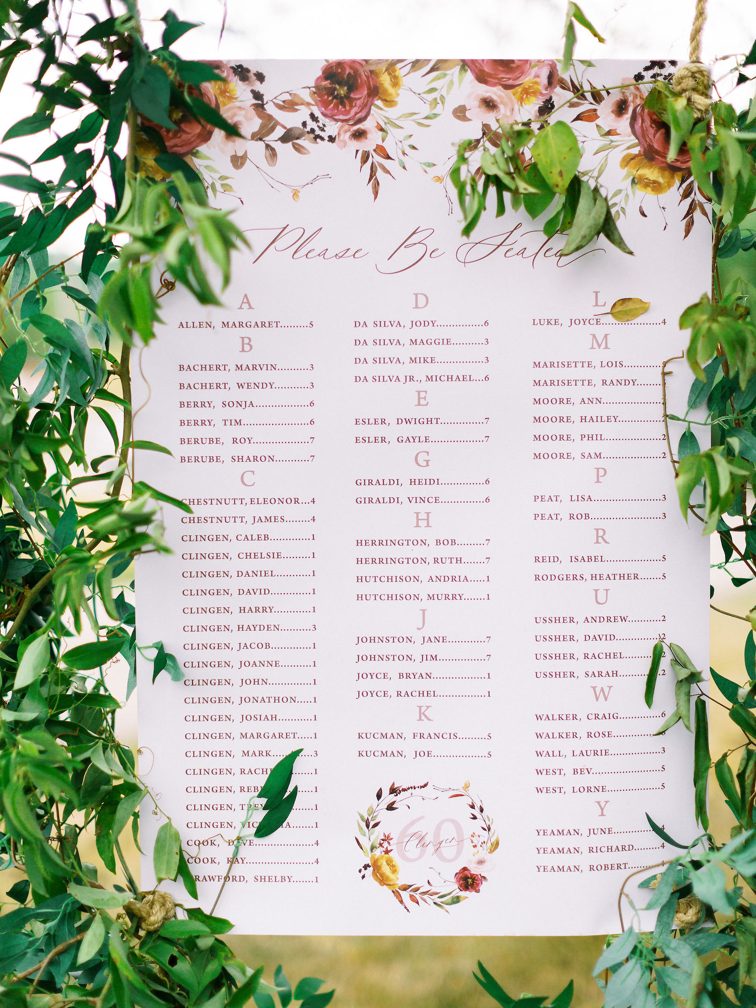 anniversary party seating chart