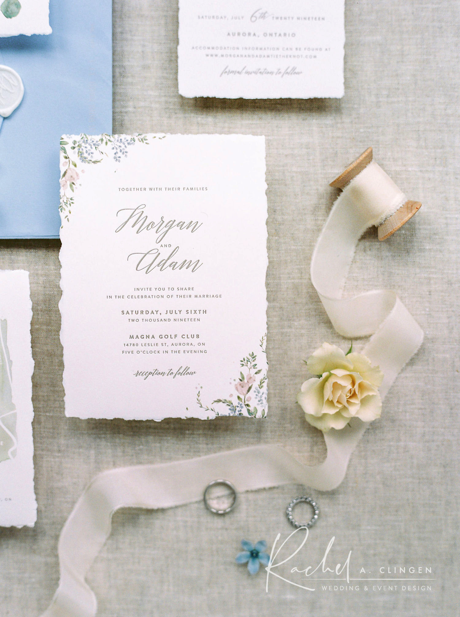 touch of blue wedding stationery