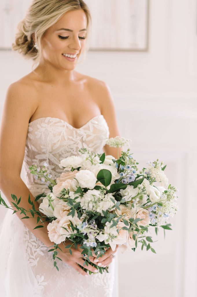 bridal bouquet blue accents