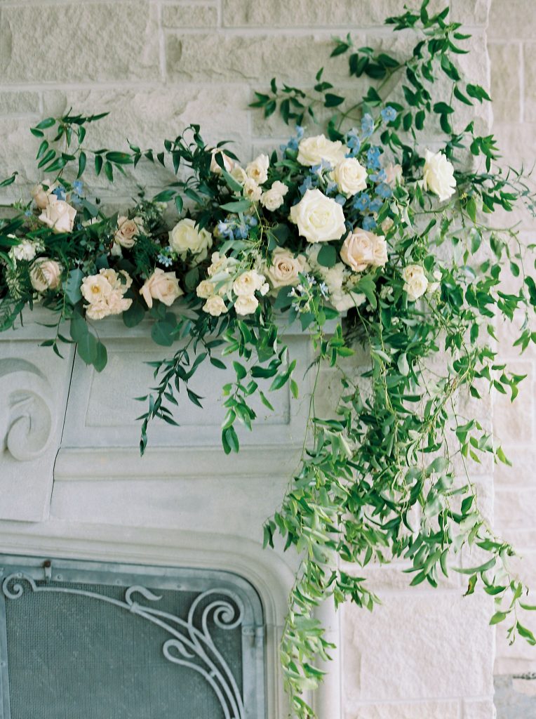 fireplace mantle flowers