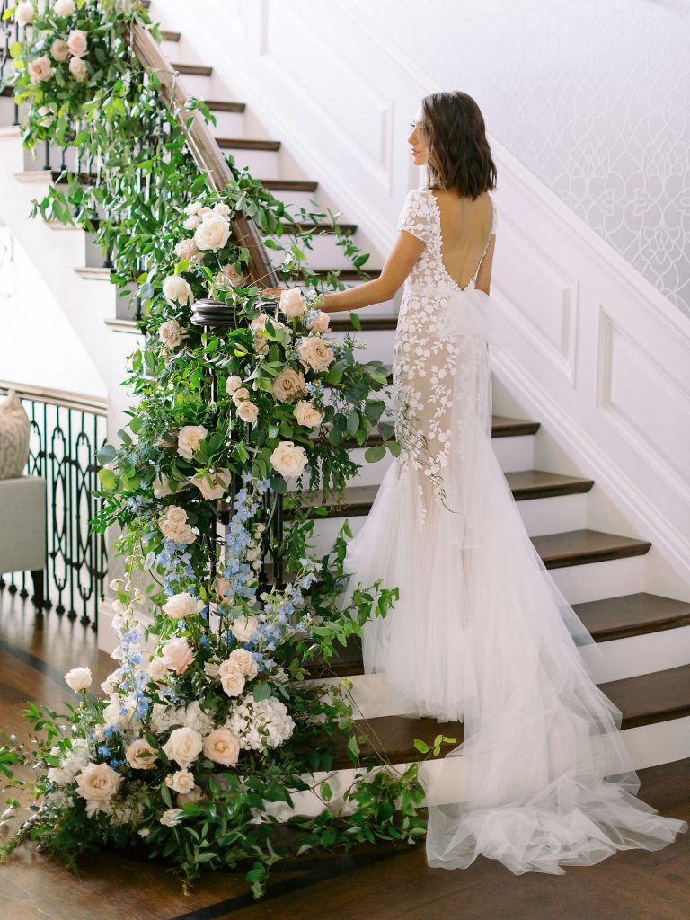 staircase flowers morgan wedding