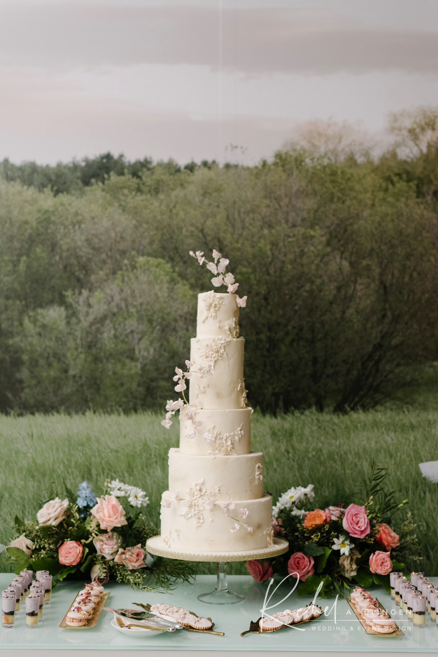 wedding cake wild flowers