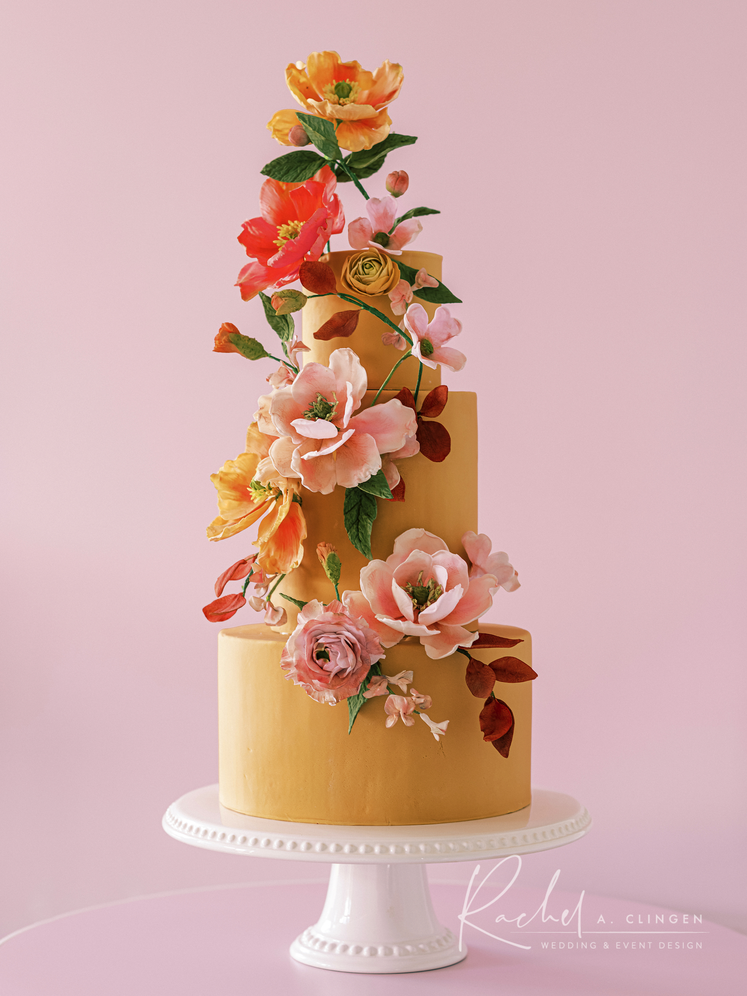 peach mustard wedding cake toronto