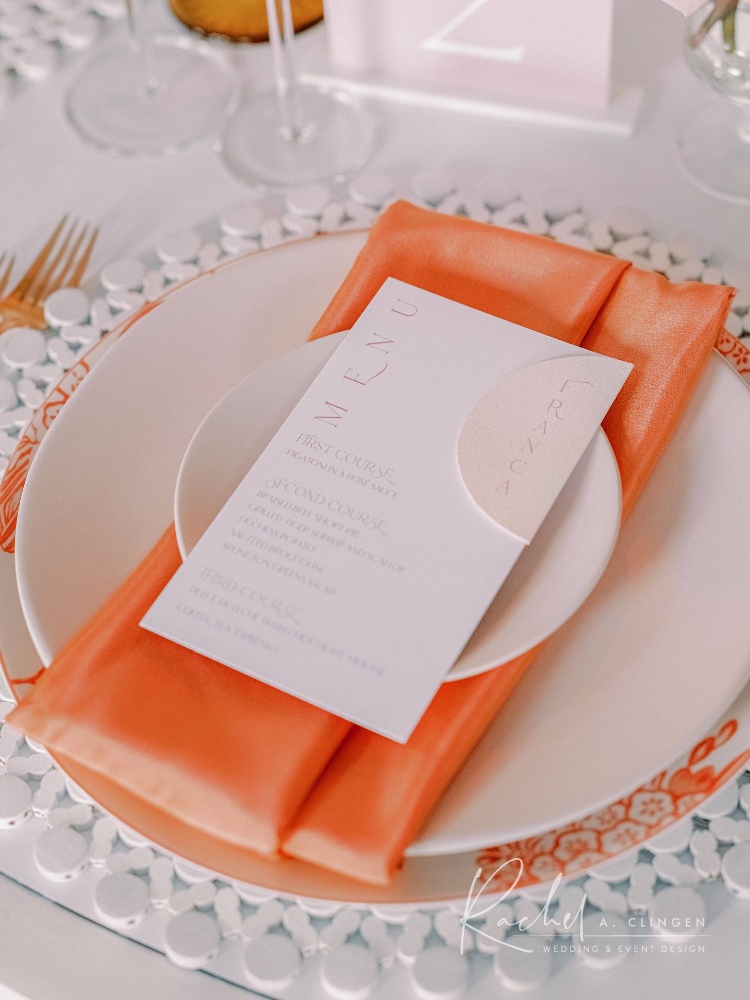 peach napkin toronto wedding rentals
