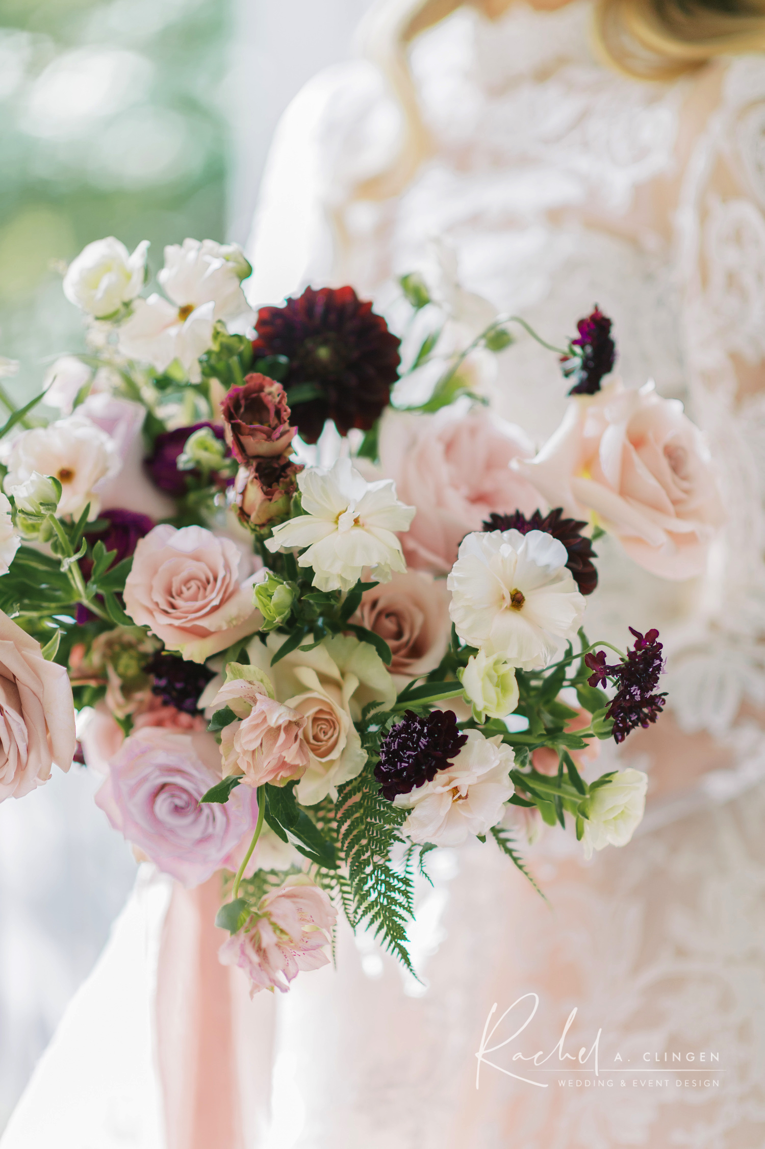 mauve blush bridal bouquet