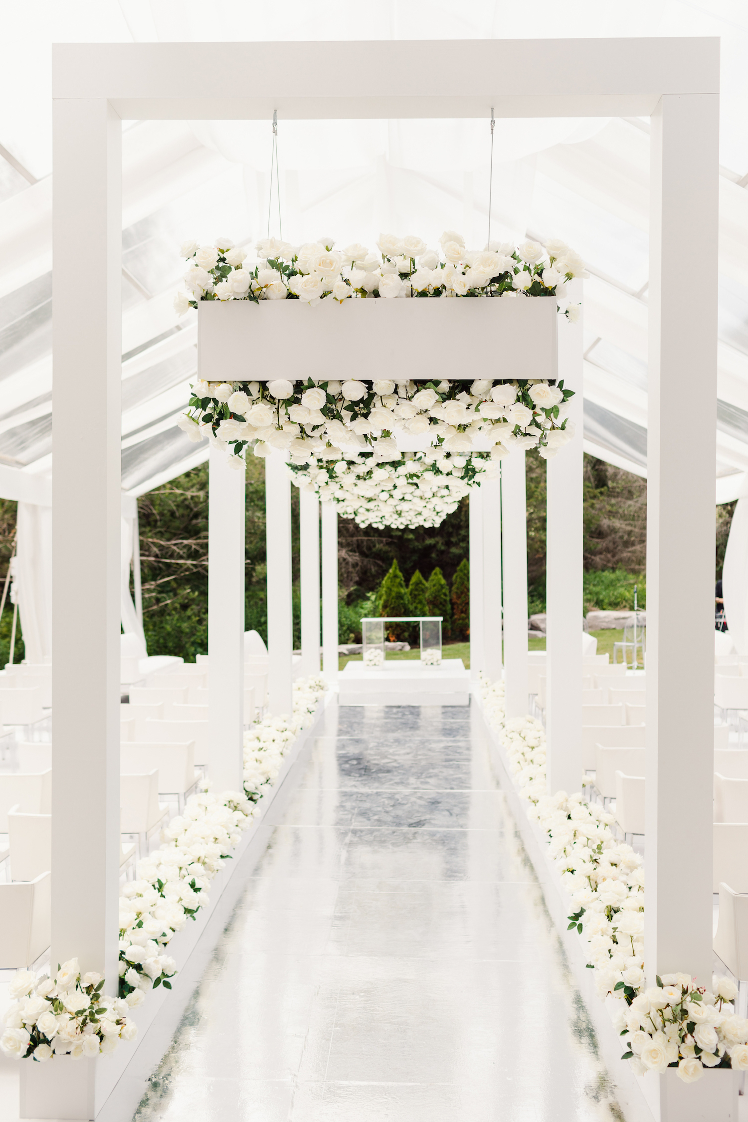 modern wedding ceremony aisle arches