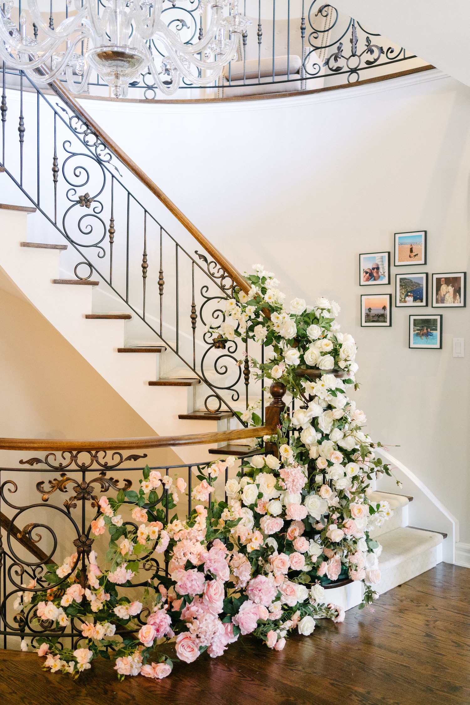brides home decor flowers staircase