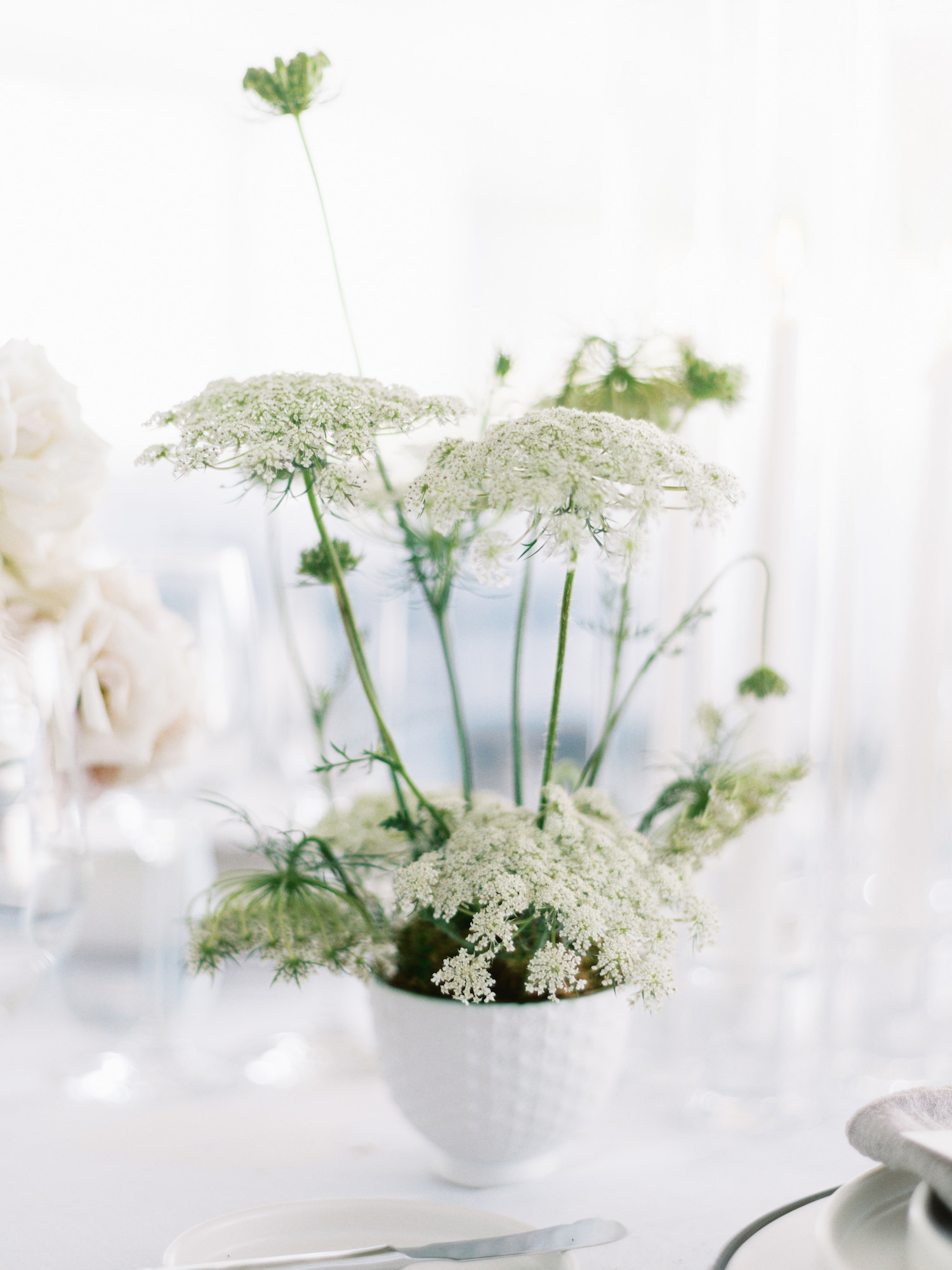 white wedding centrepiece floral