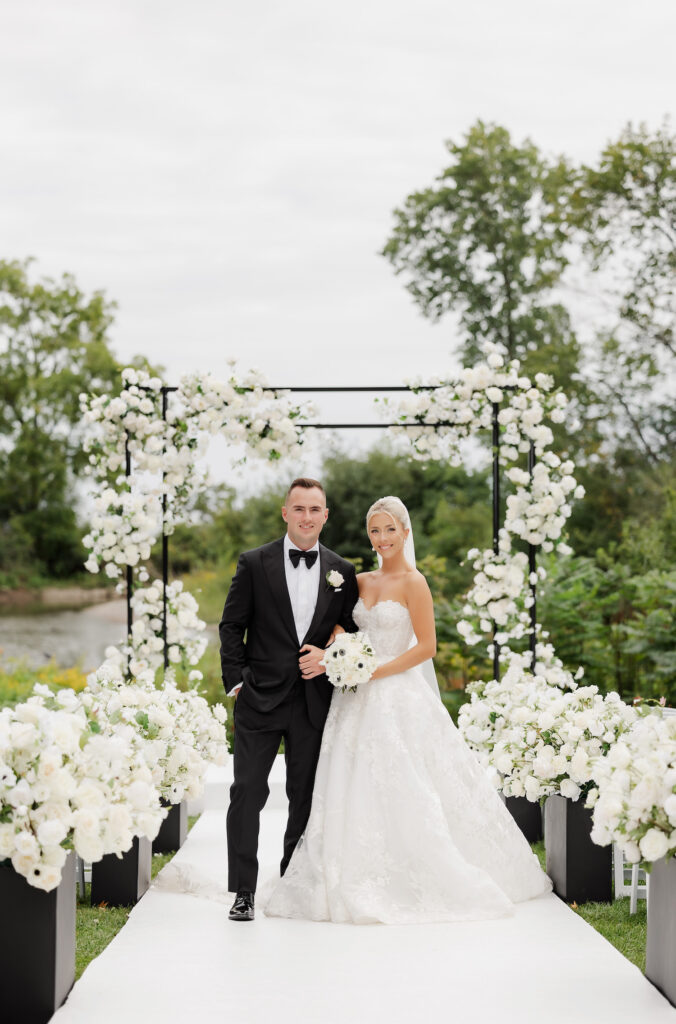 black white wedding decor ceremony