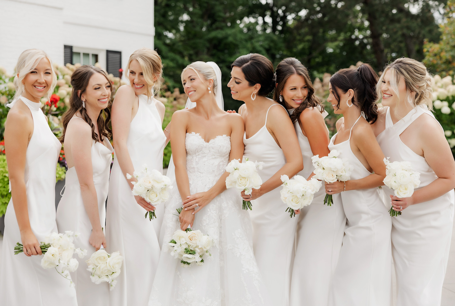 bridesmaids bouquets white rachel a clingen