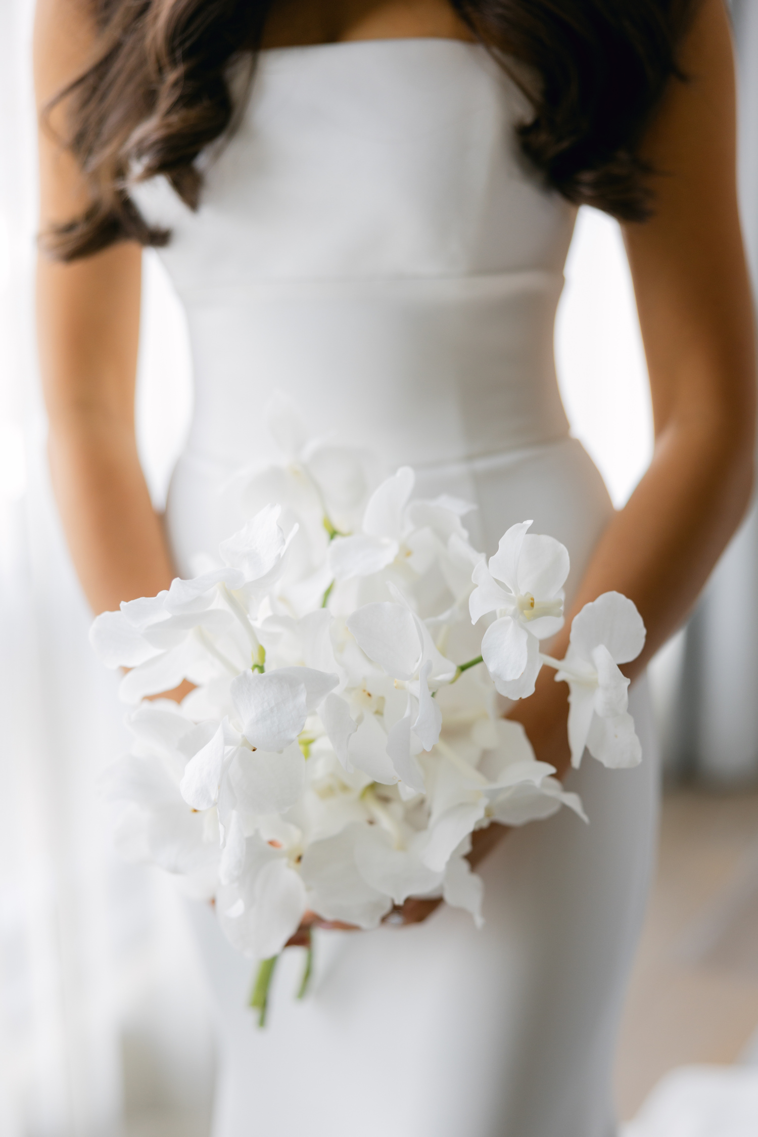 white orchid bouquet wedding