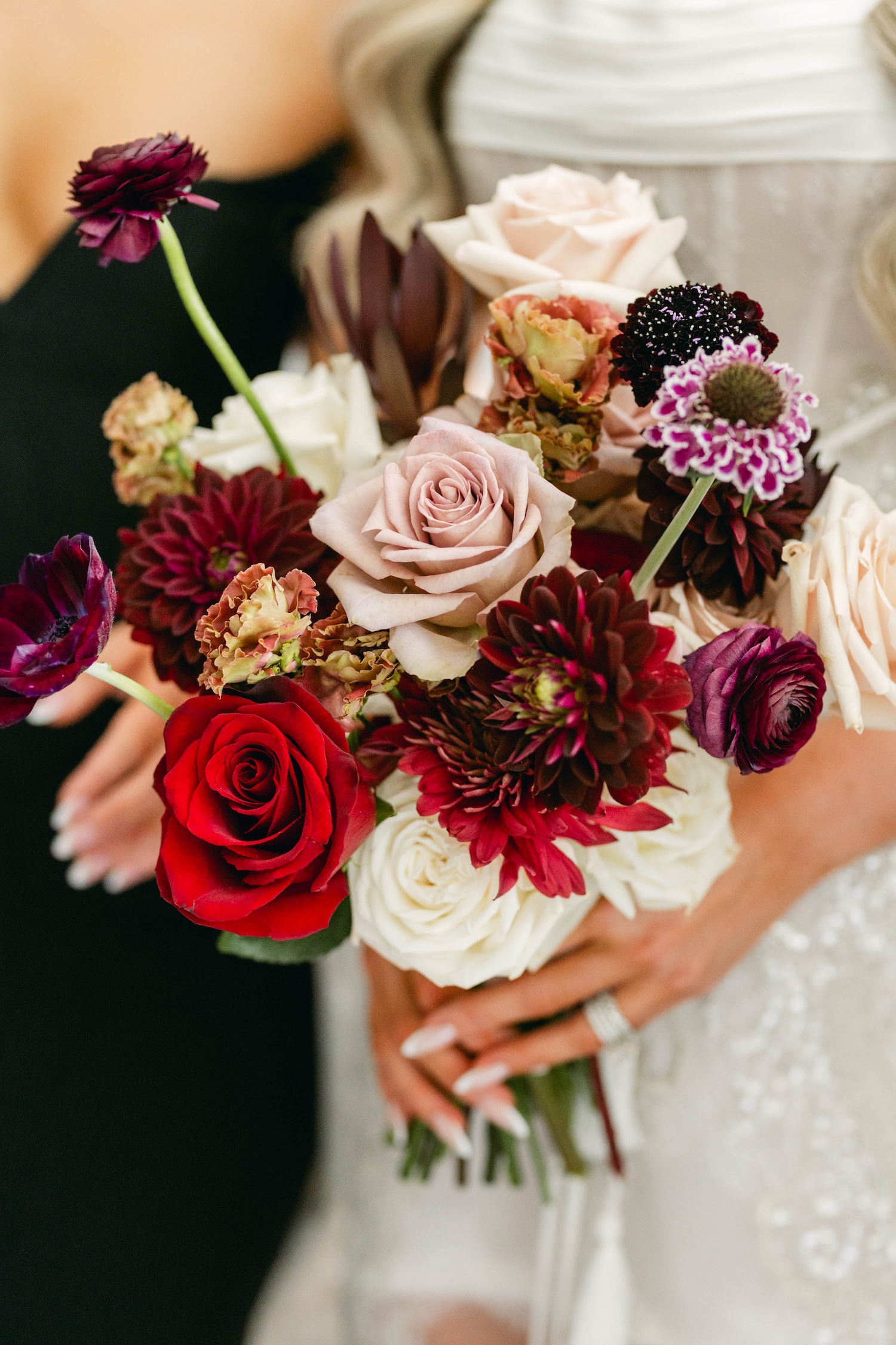 burgandy moody wedding bouquet